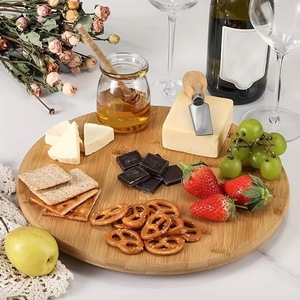 Plateau de service rotatif en bambou Huasen, rond, 12 pouces, pour la présentation de fromages et de fruits, utilisation sur comptoir de cuisine - Product Image 1