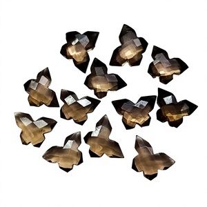 Pierre précieuse sculptée en forme de papillon en quartz fumé naturel, 14 mm, pierre de cristal briolette sculptée à la main, prix de gros, fabrication de bijoux en vrac - Product Image 1