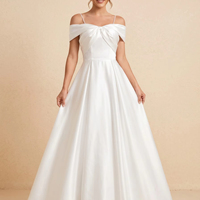 Robe de mariée en satin, coupe princesse, épaules dénudées, avec nœud, sur mesure, en satin ivoire