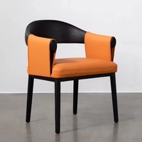 Chaise de restaurant d'hôtel, style rétro de luxe léger, en bois avec coussin, pour restaurant familial, café-bar, salle à manger d'hôtel