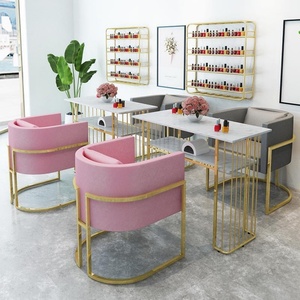 Juego de Muebles para Salón de Uñas, Mesa de Manicura Doble y Juego de Sillas, Mesa de Uñas Rosa, Muebles de Manicura para Salón - Product Image 5