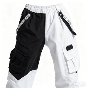 Ensemble haut court et pantalon cargo bicolore noir et blanc pour femme, <span class=keywords><strong>tenue</strong></span> de danse K-Pop pour spectacle sur scène, ensemble 2 pièces - Product Image 3