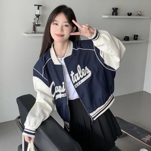 Deeptown Harajuku Fashion <b>Cropped</b> Baseball <b>Jacket</b> Women Oversized Zipper Korean Streetwear Long Varsity <b>Jackets</b> Autumn Cotton - Product Image 6