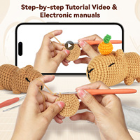 Kit de crochet Capybara orange, kit de crochet animal DIY, kit de crochet pour débutants, kit d'artisanat fait main avec fil et crochet