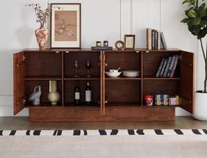 Buffet en bois de pin massif <span class=keywords><strong>Carmen</strong></span>, contreplaqué multicouche en chêne, pour le salon, avec 5+ tiroirs, design moderne du milieu du siècle - Product Image 3