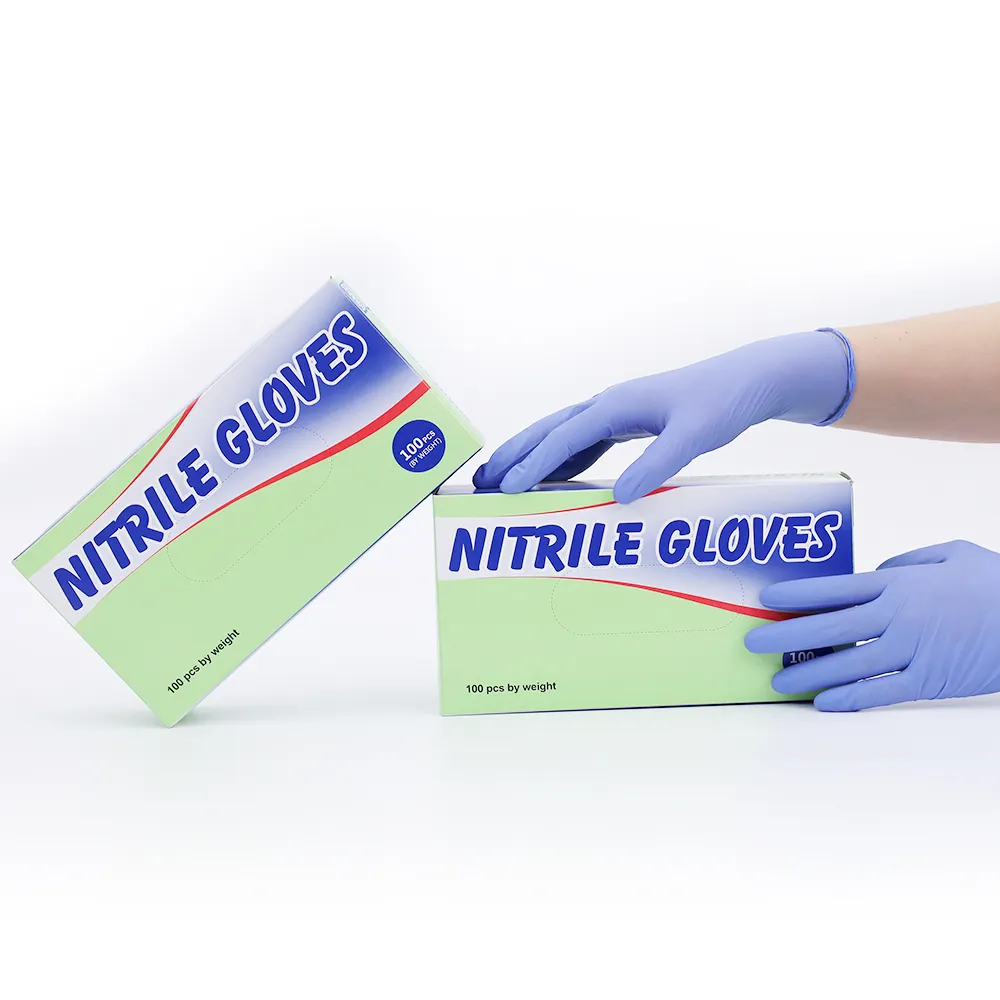 Stock in USA Disposable Powder Free Factory Price Ice Blue Nitrile Medical Examination Work Touch Screen Gloves