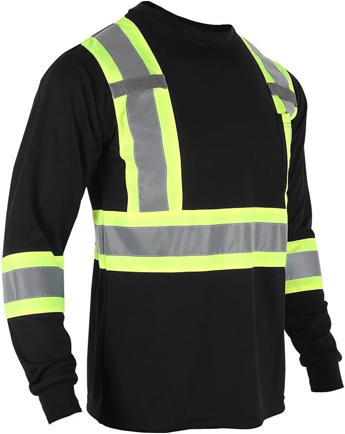 Gilet De Sécurité Fluorescent à Manches Longues - Haute Visibilité, Respirant, Bandes Réfléchissantes | Tailles S à 4XL