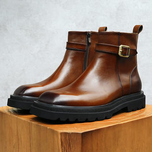 Botas de Tobillo Balmoral de Cuero para Hombre, Textura Lijada a Mano, Estilo Amish, Algodón, Resistentes al Agua, Antideslizantes - Product Image 2