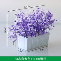 Pagar Bunga Buatan Set Tanaman Hijau Bunga Plastik Lavender Mawar Berlian Dekorasi Kantor Ornamen Lanskap Pot Kecil