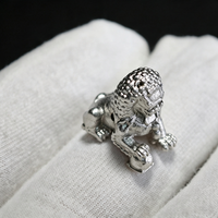 Breloque Lion Gardien Chinois Vintage en Argent Sterling 925 Massif pour Fabrication de Bracelets DIY, Perle Breloque Animale, Bijoux Fins
