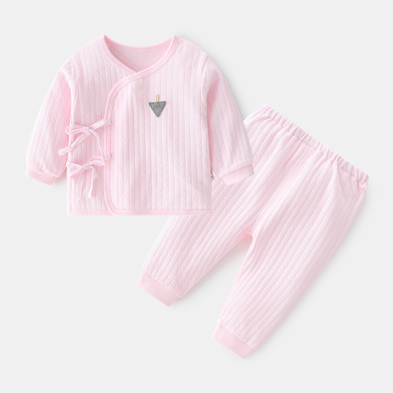 ORANGLES Customized Spring Autumn Baby Clothes Set – Cotton Thermal Two-Piece Newborn Underwear Outfit (Monk Style) - detailed closeup view - Image 3 of 4 | great for travel | Texas | Free Shipping ORANGLES