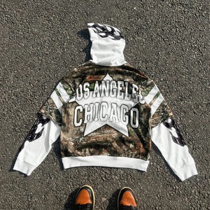 Sudadera con Capucha de 450 g/m² de Alta Calidad para Hombre, con Estampado Gráfico Digital Personalizado, Cierre de Cremallera y Mangas de Doble Capa, Estilo Camuflaje - Product Image 2