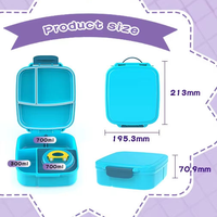 Aohea Boîte à lunch en plastique à 3 compartiments pour enfants Boîte à lunch intelligente sans BPA Conteneur en plastique Pot en acier pour aliments