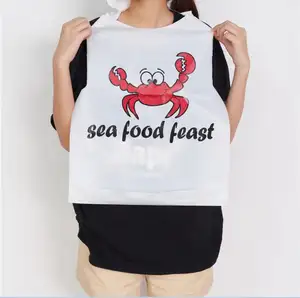 Custom Restaurant Aprons Adult Disposable Plastic Lobster Bibs For Eating Lobsters Crab Seafood Bibs With Ties