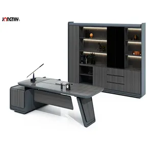Commercial furniture office wooden desk l shape CEO computer stand table with drawer Standing lift boss desk