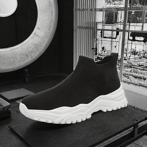 Nuevas Zapatillas Casuales de Diseño para Hombre, Primavera, Tallas Grandes, Tejidas Elásticas, Suela Suave de EVA, Diseño de Caña Alta, Forro de Malla - Product Image 3