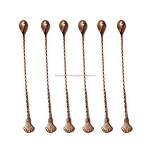 Cuillère à Bar communication, en laiton poli or, longue à manche nervuré fait à la main, 8 pouces, avec Design de coque d'écrou - Product Image 4