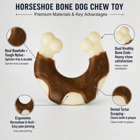 Jouet à mâcher pour chien, os en cuir de bœuf et nylon en forme de fer à cheval pour chiens de petite et moyenne taille, jouet à mâcher durable pour nettoyer les dents des chiens