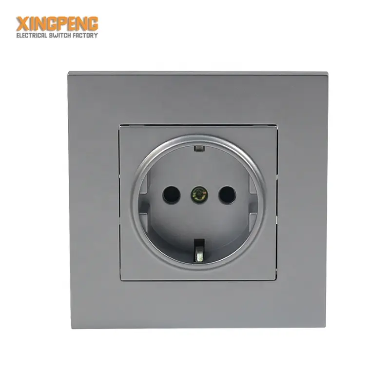 Mezeen grey color Electrical wall Socket EU universal Germany 16A socket Outlet 250V electric schuko socket