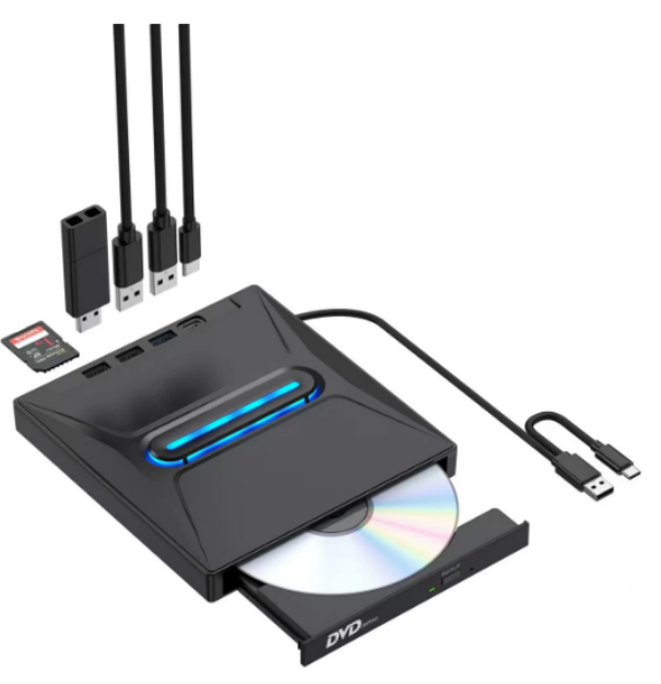 Portable USB3.0 External Optical Drive CD/DVD Reader for Windows XP/7/8.1/10/11 on Laptop/Desktops