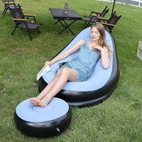 Canapé gonflable combiné avec tabouret rond pour le camping et les pique-niques en plein air, canapé paresseux en PVC floqué