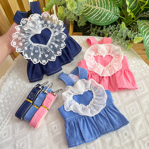Pet Princess Denim Overall Dress <b>For</b> Dog <b>Cat</b> Small Medium Cute Style Spring Summer <b>Clothes</b> - Product Image 1