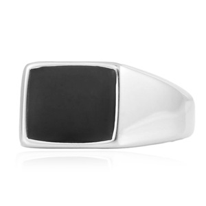 yunnique Men's <b>Titanium</b> Steel <b>Ring</b> Square Black Epoxy Resin Geometric Fashion Jewelry Gift - Product Image 4