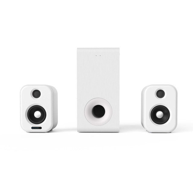 2.1 Channel 100W RMS 5.3 Speaker System with 6.5" Subwoofer RGB LED Lighting DSP Modes Volume/Bass/Treble Control