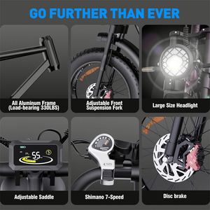 Ridstar Q20 Pro 20 ''eBike มอเตอร์คู่52V 40AH ยางหน้ากว้างจักรยานไฟฟ้าวิบากสำหรับผู้ใหญ่ - Product Image 4
