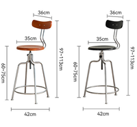 Tabourets de bar pivotants réglables en hauteur, en fer, style luxe léger et moderne, avec dossiers, pour bar à domicile, salon et usage commercial