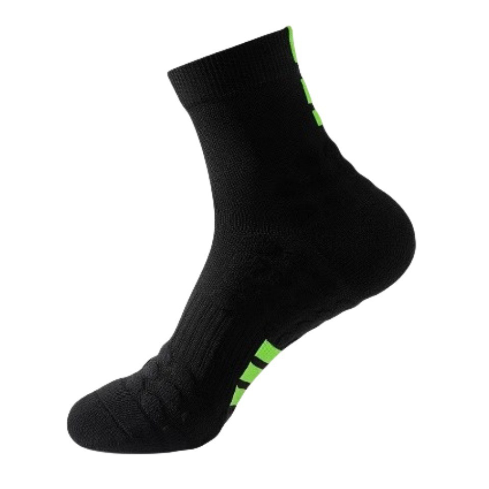 Black socks with green soles (cotton)