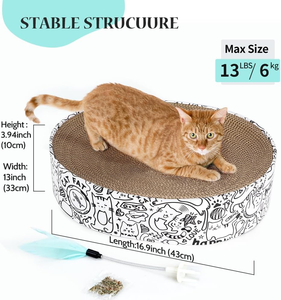 Cat Scratcher Cardboard, 2in1 Oval Cat Scratcher Bed for Indoor Cats Cat, <b>Scratch</b> <b>Pad</b> Bowl with Scratching Toy - Product Image 6