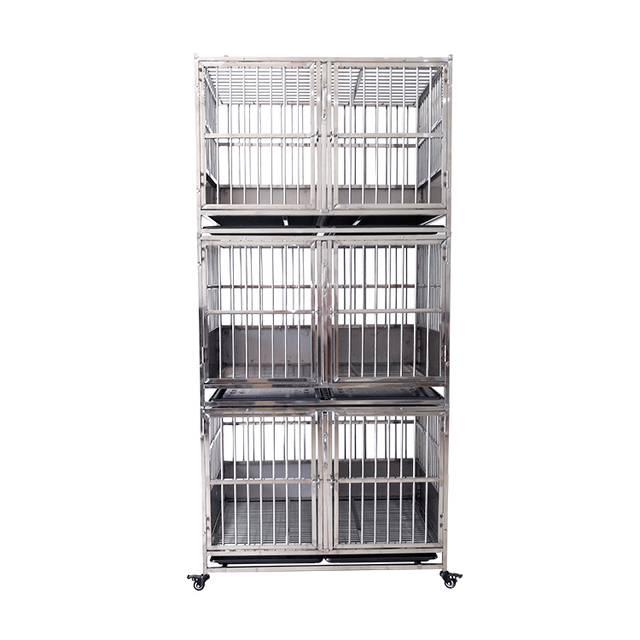 Large, Medium and Small Pet Cage Stackable Dog Cage with Separator 3 Layer Stainless Steel Can Be Customized Carton Packing LIZE