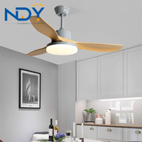 Bois massif 5 lames 42 pouces ventilateur de plafond moderne lumières télécommande ventilateur lampe LED lustre