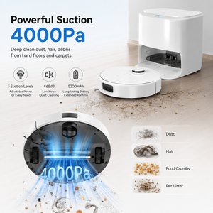 หุ่นยนต์ดูดฝุ่นอัจฉริยะ Smart LiDAR รุ่น GV9 ระบบ Self-Emptying แรงดูด 4000Pa ระบบนำทาง LDS แผนที่อัจฉริยะ ยกผ้าถูพื้นได้ กำหนดโซนห้ามเข้า ควบคุมผ่านแอพ WiFi - Product Image 2