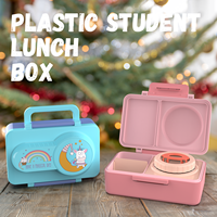 Aohea Boîte à lunch isolée pour enfants Bento Cartoon Designs Garde les aliments frais Serrure sans danger pour les enfants pour les pique-niques scolaires avec pot à nourriture