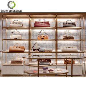 Muebles para Tienda de Bolsos Profesional, Moderno Exhibidor de Pared para Tienda de Bolsos con Estantes de Metal Refinado para Exhibición de Bolsos y Zapatos - Product Image 4