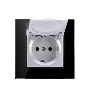 EU standard Toughened glass panel electric German Type Schuko socket with dust cover