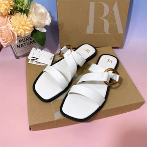 Sandales Plates en Cuir Tendance 2026 pour Femme, Chaussons d'Été de Plage, Mules pour Dames, <span class=keywords><strong>Babouches</strong></span> d'Extérieur pour Femmes - Product Image 3