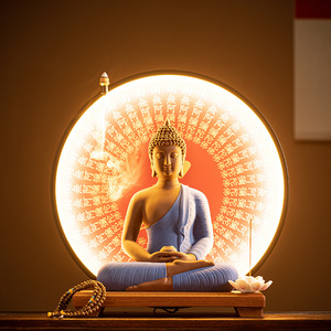 Sakyamuni <span class=keywords><strong>bouddha</strong></span> Amitabha médecine maître <span class=keywords><strong>bouddha</strong></span> salon entrée créative Zen décoratif intérieur lampe cercle ornements - Product Image 2