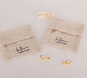 Hemp Cotton Bag Handbag Custom Jewelry Bag Jewelry Card Custom Printed Logo <b>Ring</b> Earrings Necklace Storage Pouch - Product Image 5
