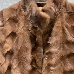 Gilet di Lusso in Vera Pelliccia di <span class=keywords><strong>Visone</strong></span> con Collo Alto, Patchwork, Marrone, Caldo, Senza Maniche, per Donna - Product Image 3