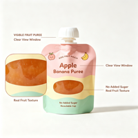 Voedselveilige kinderfruitpuree-uitgietzak zonder toegevoegde suiker, hersluitbaar, staande flexibele zak voor babyvoeding, aangepaste logo's, groothandel
