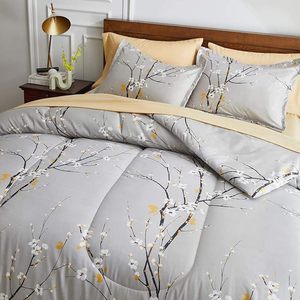 Màu Xám <span class=keywords><strong>Comforter</strong></span> Tấm Thiết Lập Mềm Sợi Nhỏ Có Thể Đảo Ngược Có Thể Đảo Ngược Hoa In Duvet Cover Set Cho Vua Kích Thước Giường Quilt Bộ - Product Image 2