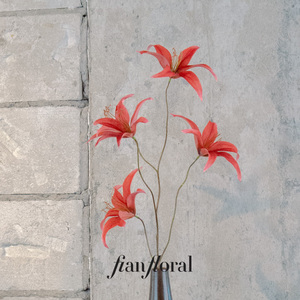 FONG IAN Fleurs artificielles réalistes en plastique de haute qualité, <span class=keywords><strong>Amaryllis</strong></span> à 3 têtes, Hippeastrum, toucher réel, décoration florale de Noël, vente en gros - Product Image 2