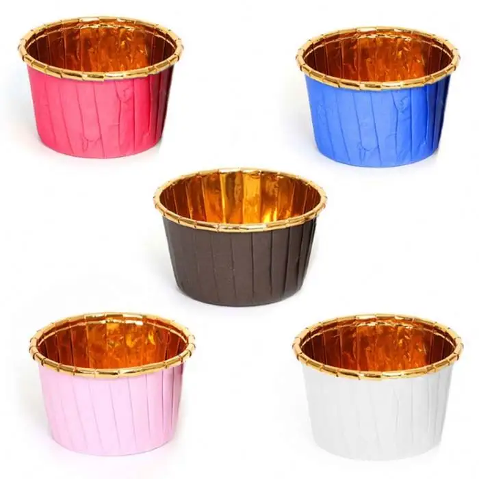 3830 aluminum foil metallic muffin baking cups disposable cupcake liners microwave oven cupcake wrappers