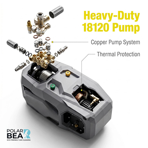 Laveuse de voiture POLAR BEAR 3kW haute pression 165 bars avec pompe <span class=keywords><strong>à</strong></span> vilebrequin en acier inoxydable, <span class=keywords><strong>machine</strong></span> de lavage de voiture commerciale sur <span class=keywords><strong>chariot</strong></span> mobile - Product Image 3
