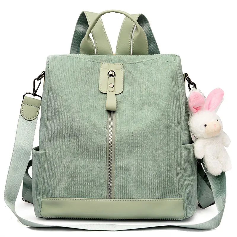 High quality women backpack school bags college corduroy backpack for girls