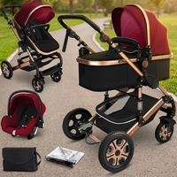 Poussette bébé 3 en 1 de qualité supérieure personnalisée, noire, de luxe, pour nourrissons et tout-petits, poussette de qualité supérieure pour nouveau-nés
