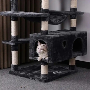 Sisal tırmalama mesajları ile özelleştirilebilir ahşap kedi ağacı kulesi Perches hamak kınamak kediler köpekler sahip hayvan desen Pet House - Product Image 5